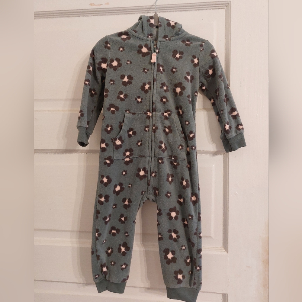 Carters Kids One Piece in Green Floral Pattern 18m